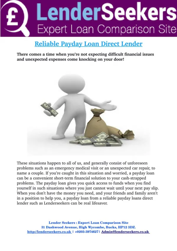 Payday Loan Direct Lender Get You a Payday Loan on Time