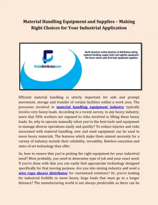 Material handling equipment Industry - slide 1