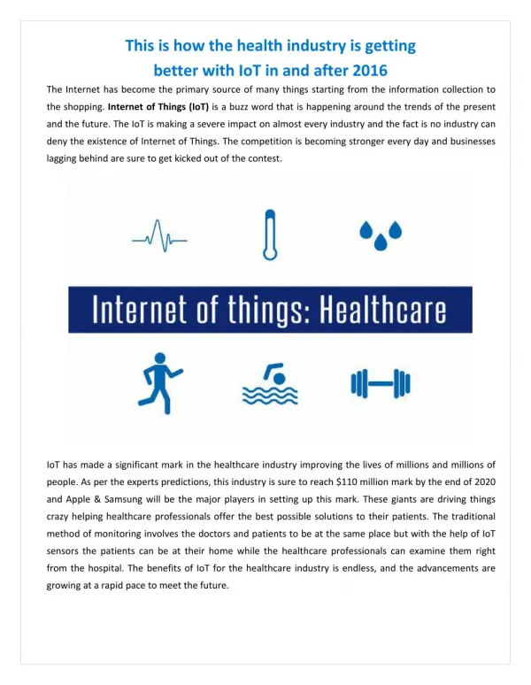 Internet Of Things Healthcare - IoT App Technology