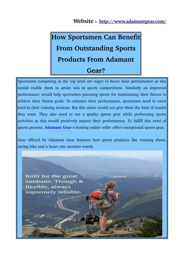 How Sportsmen Can Benefit From Outstanding Sports Products From Adamant Gear?