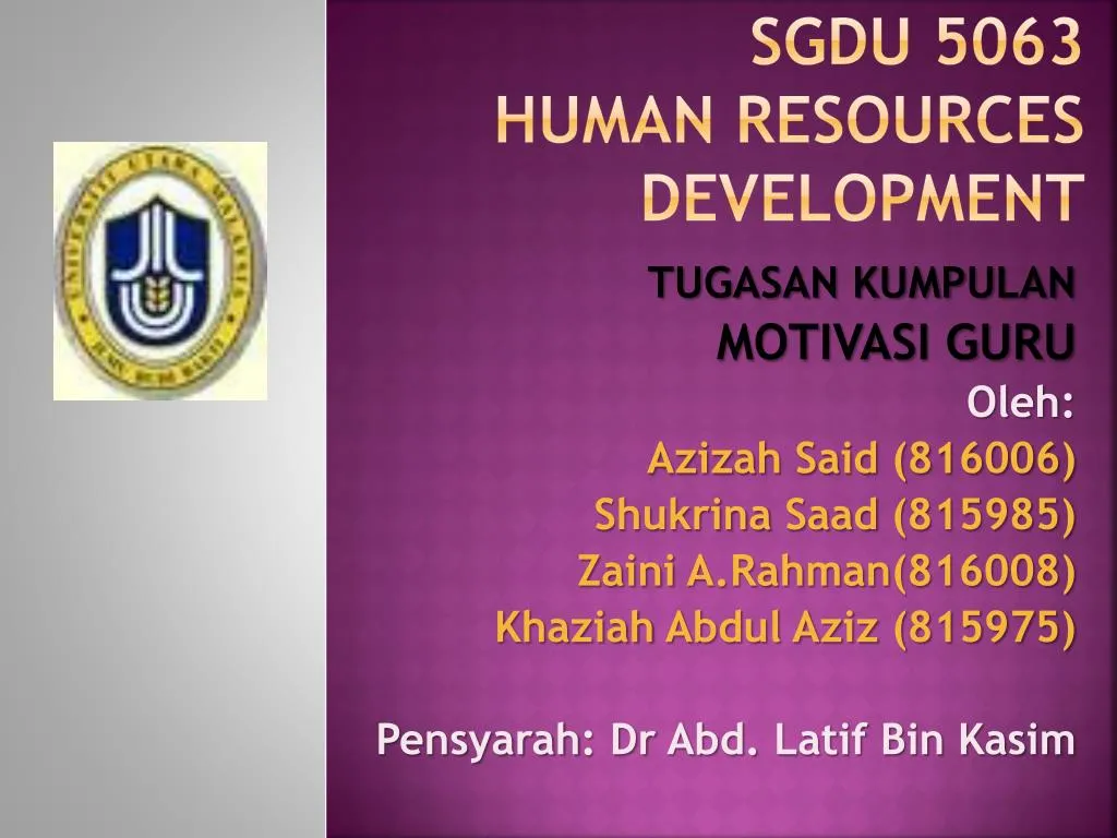 sgdu 5063 human resources development
