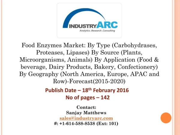 Food Enzymes Market Analysis and Forecast 2015-2020