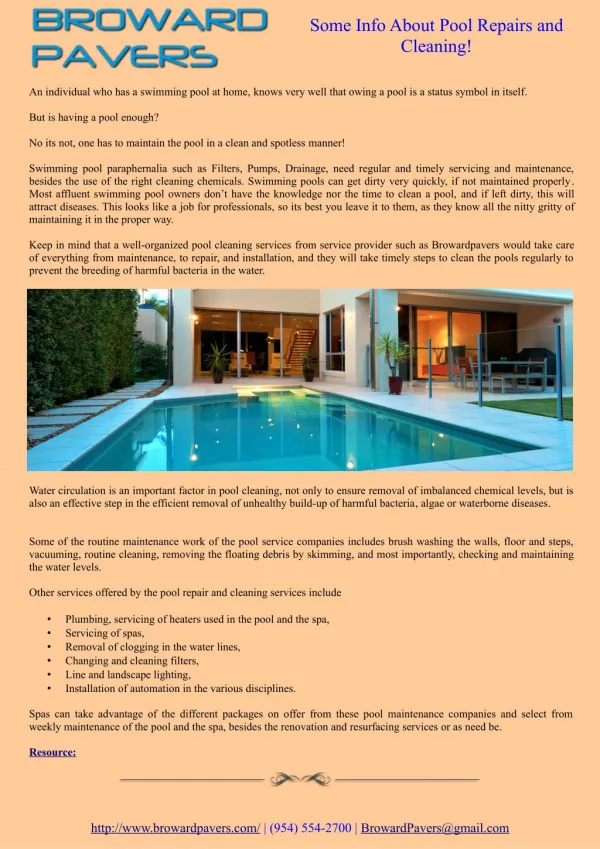 Some Info About Pool Repairs and Cleaning