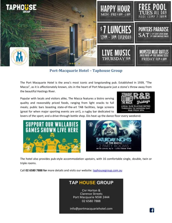 Port-Macquarie Hotel – Taphouse Group