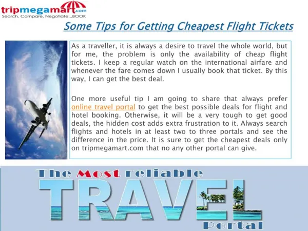 Some Tips for Getting Cheapest Flight Tickets