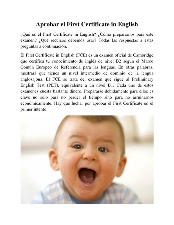 Aprobar el First Certificate in English