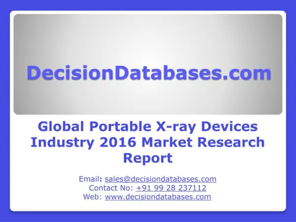 Trends in Global Portable X-ray Devices Market 2016