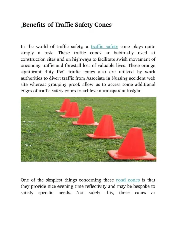 Benefits of Traffic Safety Cones