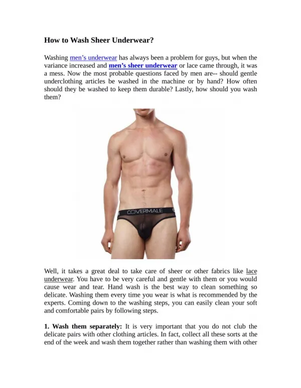 How to Wash Sheer Underwear?