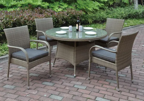 Outdoor 5 Pcs Round Patio Table Set