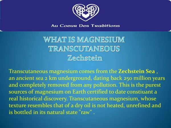 WHAT IS MAGNESIUM TRANSCUTANEOUS Zechstein