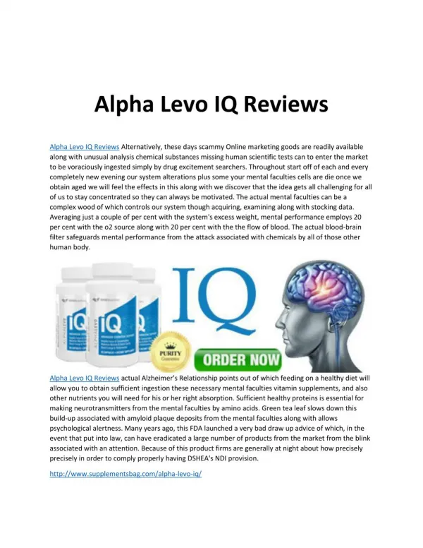Alpha Levo IQ Reviews