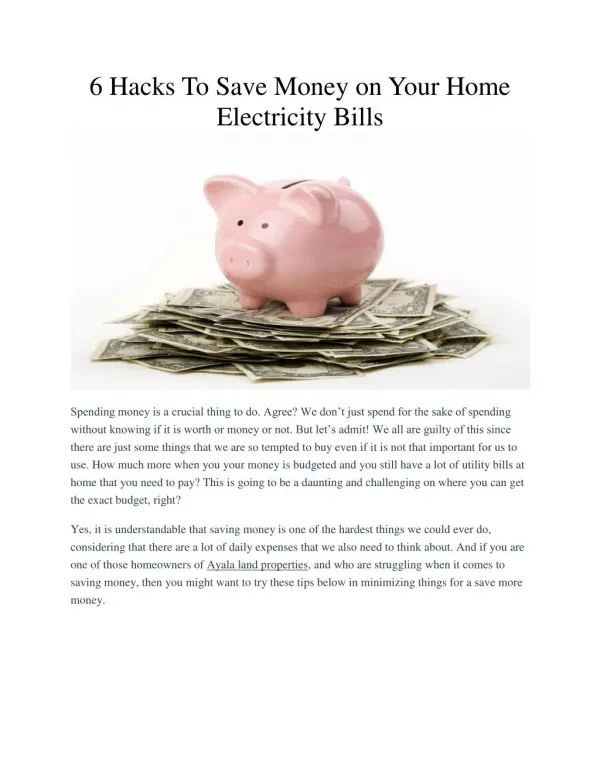 6 Hacks To Save Money on Your Home Electricity Bills