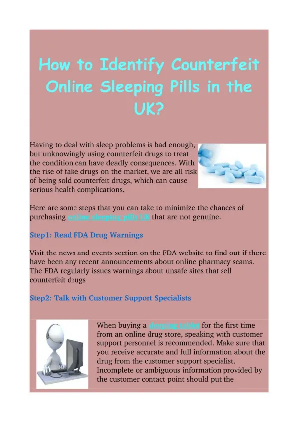 Know About Online Sleeping Pills UK