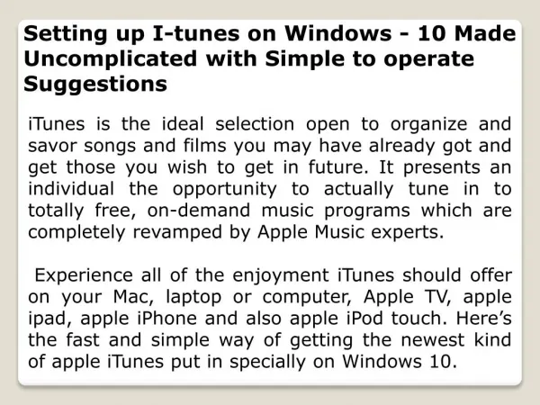Setting up I-tunes on Windows - 10 Made Uncomplicated with Simple to operate Suggestions