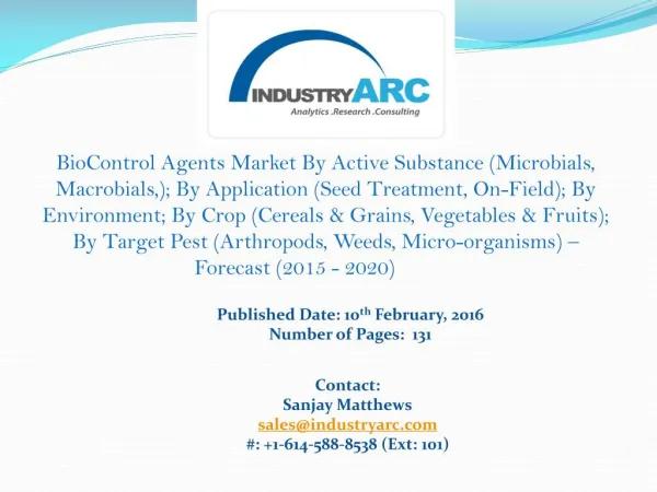 BioControl Agents market: Different active substances for different crop pest issues.