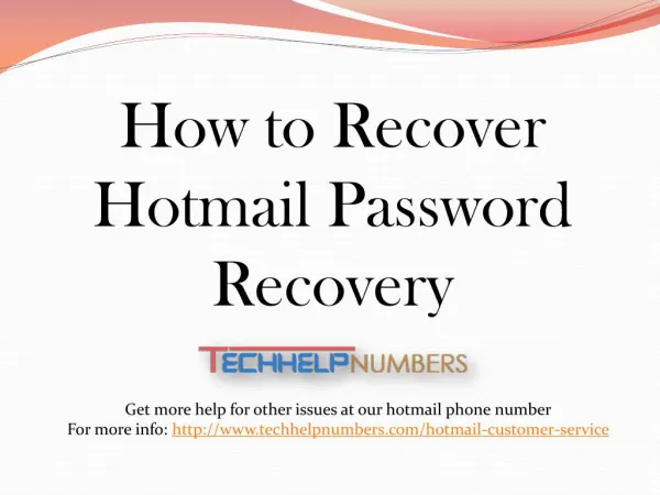 Hotmail Customer Service To Recover Password
