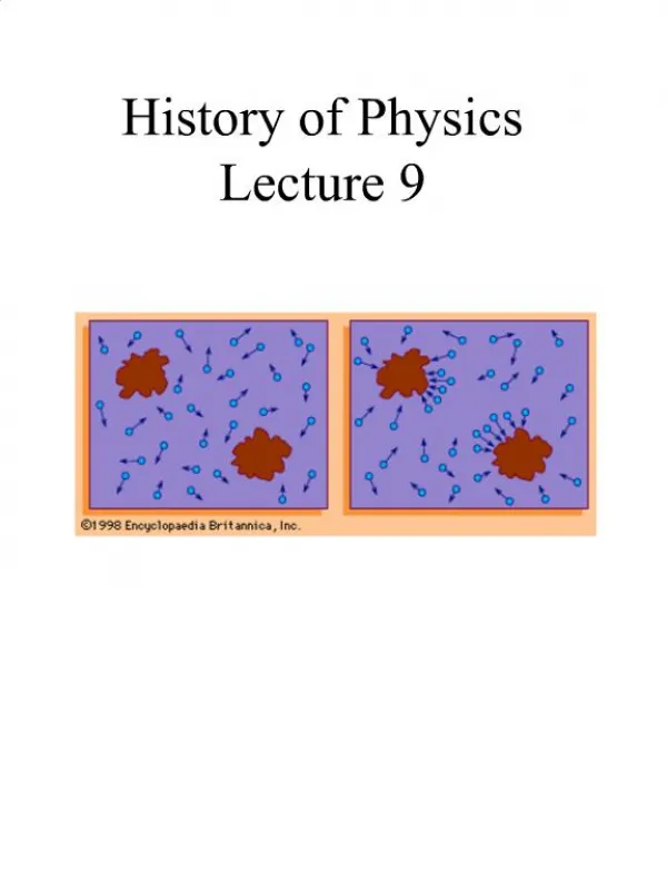 History of Physics Lecture 9