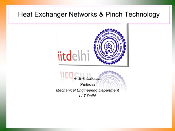 Heat Exchanger Networks Pinch Technology