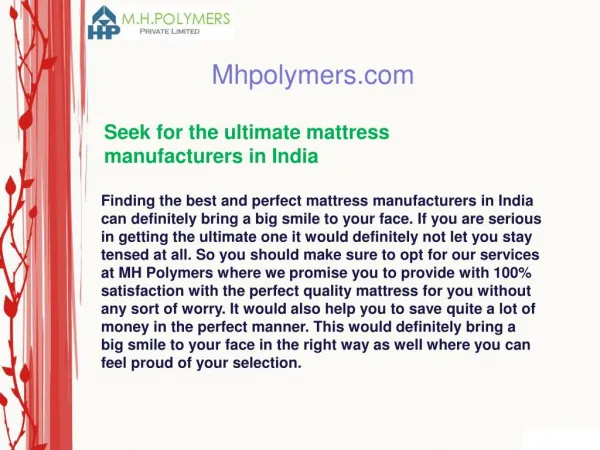 Seek for the ultimate mattress manufacturers in India