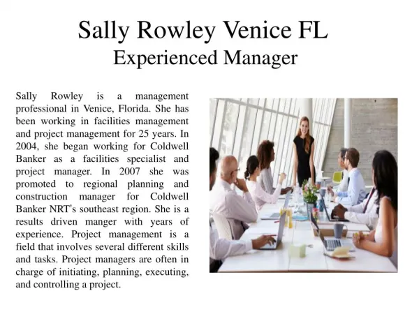Sally Rowley Venice FL Experienced Manager