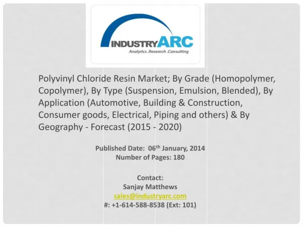Polyvinyl Chloride Resin Market: rampant demand of PVC material in construction industry.