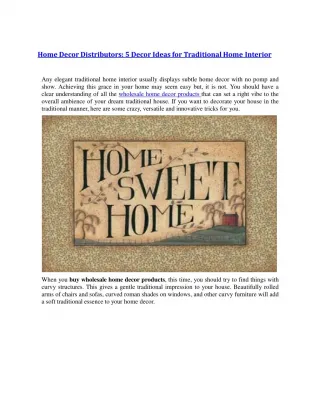 Home Decor Distributors: 5 Decor Ideas for Traditional Home Interior - slide 1