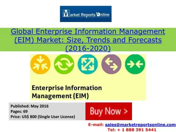 2016-2020: Global EIM Market by Value, Volume, Trends & Forecasts