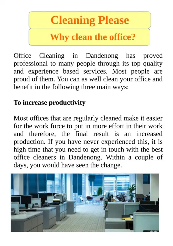 Why Clean the Office?
