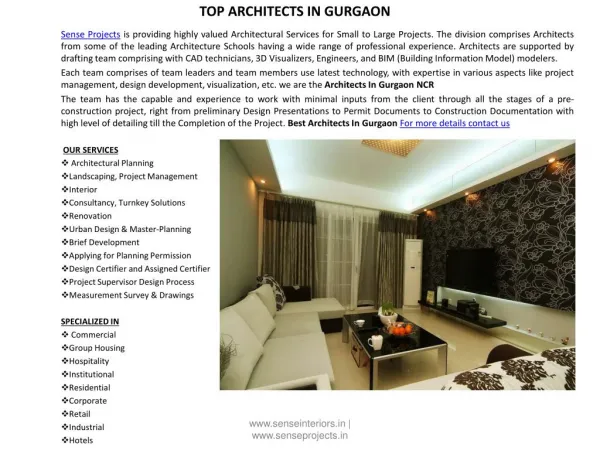 Top Architects in Gurgaon and Delhi