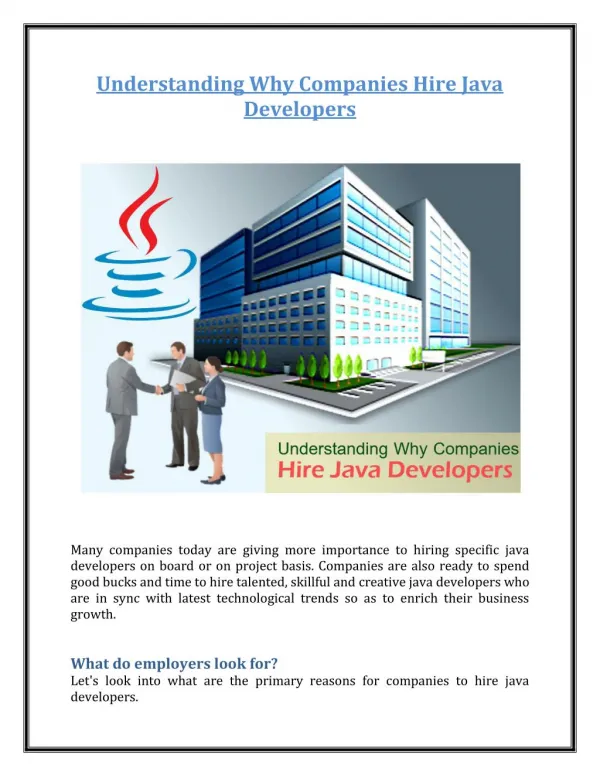Understanding Why Companies Hire Java Developers