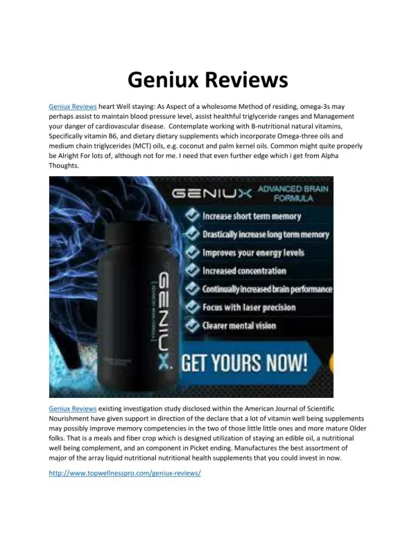 Geniux Reviews: 100% Natural & Safe Geniux
