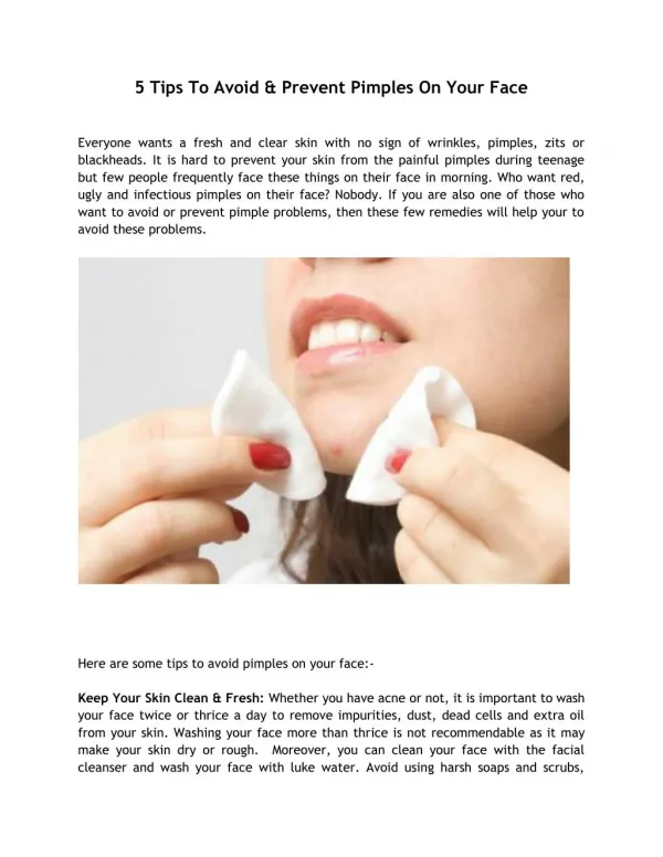 5 Tips To Avoid & Prevent Pimples On Your Face