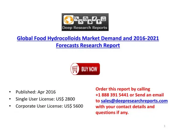 2016 World Food Hydrocolloids Industry Growth and Key Statistics Analysis