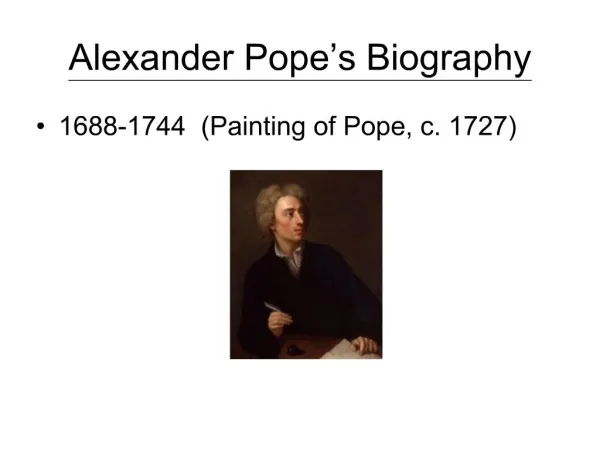 Alexander Pope s Biography