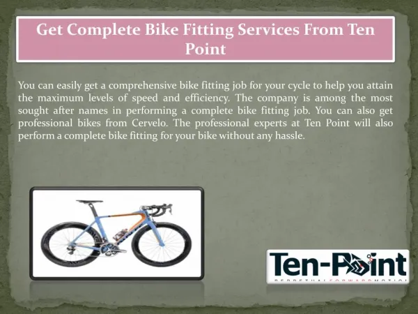 Get Complete Bike Fitting Services From Ten Point