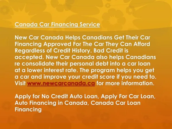 Canada Car Financing Service