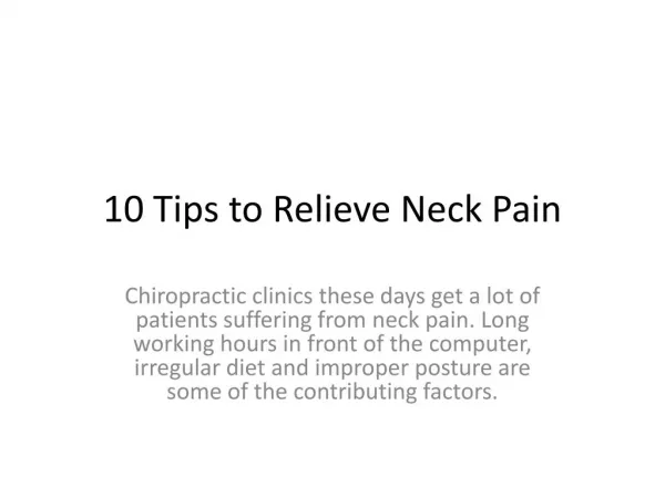 10 Tips to Relieve Neck Pain