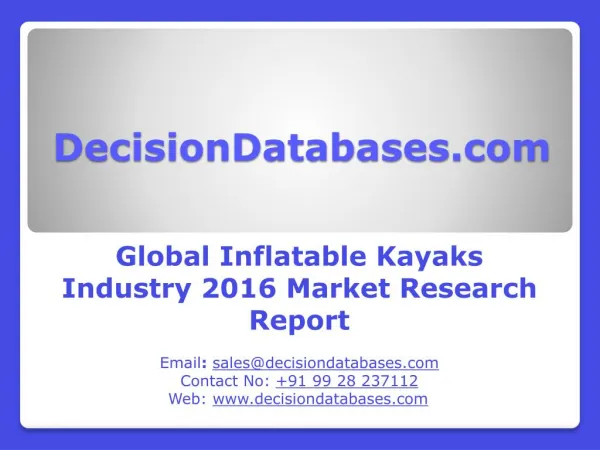 Inflatable Kayaks Market Analysis and Forecasts 2021