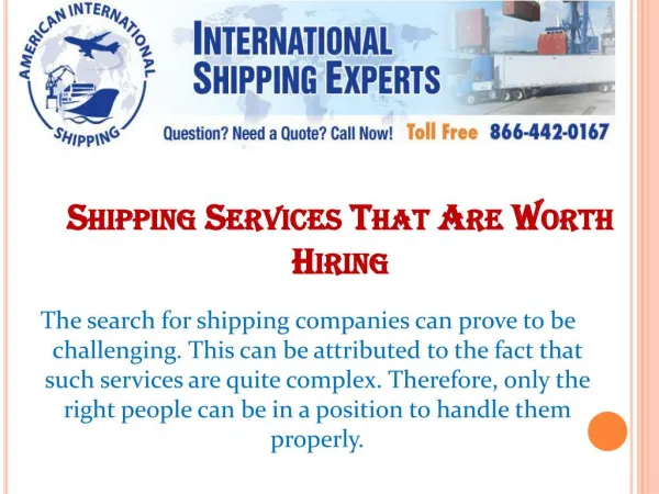Shipping Services That Are Worth Hiring