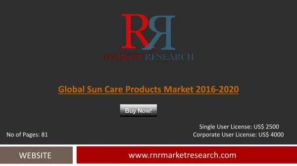 Sun Care Products Market Segmentation Overview 2016 to 2020