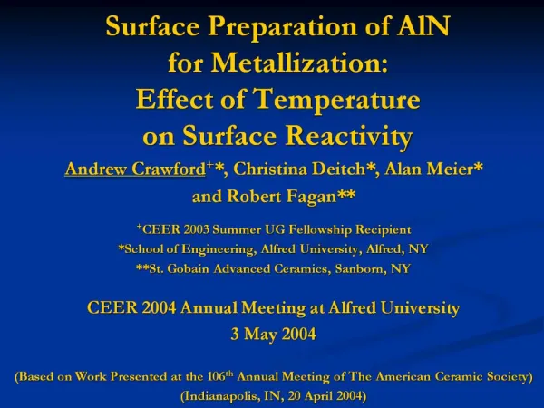 Surface Preparation of AlN for Metallization: Effect of Temperature on Surface Reactivity