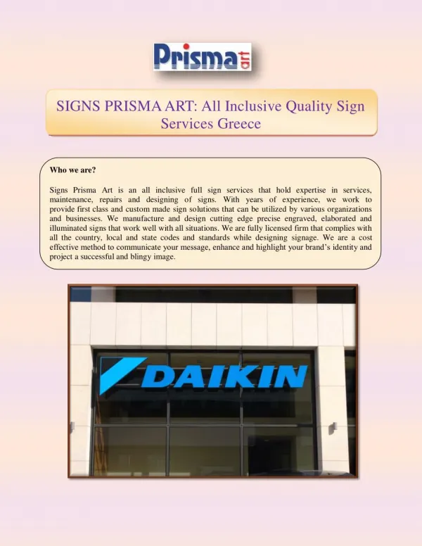 SIGNS PRISMA ART All Inclusive Quality Sign Services Greece
