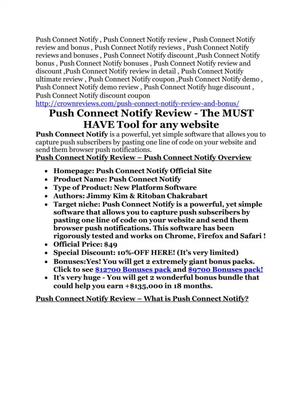 Push Connect Notify review & (giant) $24,700 bonus