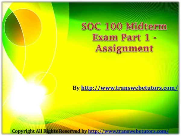 SOC 100 Midterm Exam Part 1 Assignment