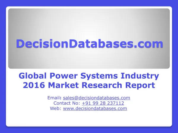 Power Systems Market Report - Global Industry Analysis