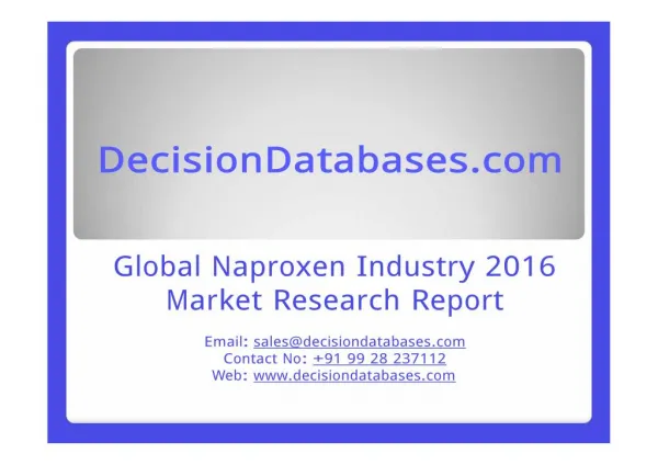 Naproxen Market Analysis 2016 Development Trends