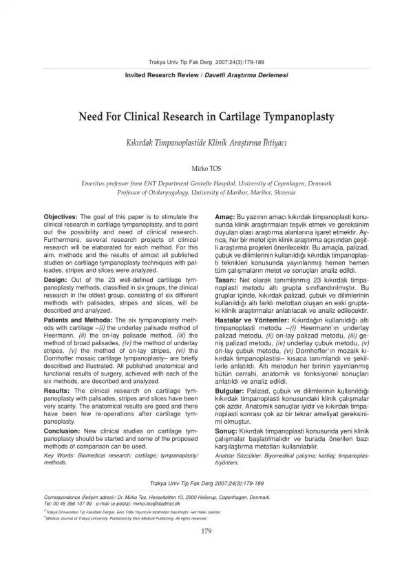 Timpanoplastia Tos