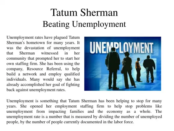 Tatum Sherman-Beating Unemployment