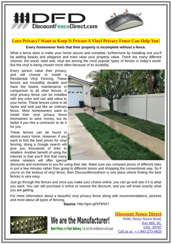 Love Privacy? Want to Keep It Private A Vinyl Privacy Fence Can Help You!
